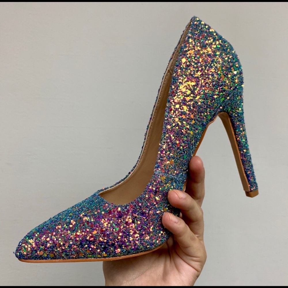 LAST 1❤️MULTI GLITTER POINTED TOE PUMPS/HEELS - Picture 4 of 8